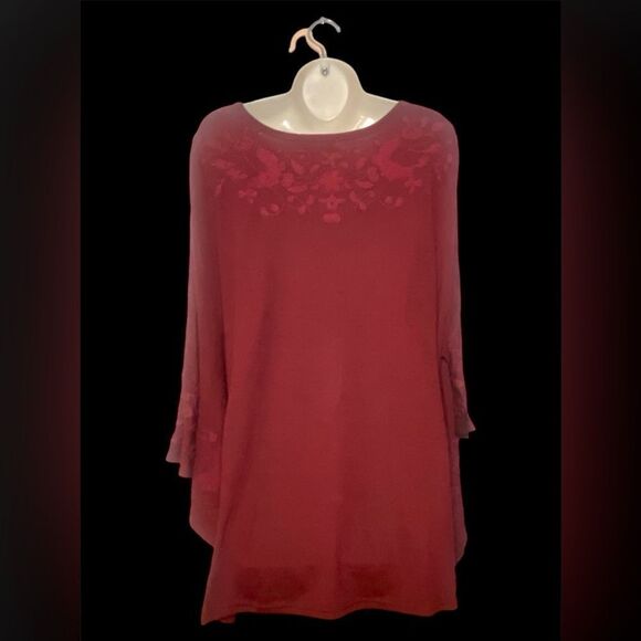 MONORENO embroidered burgundy oversized kimono style - Picture 3 of 6